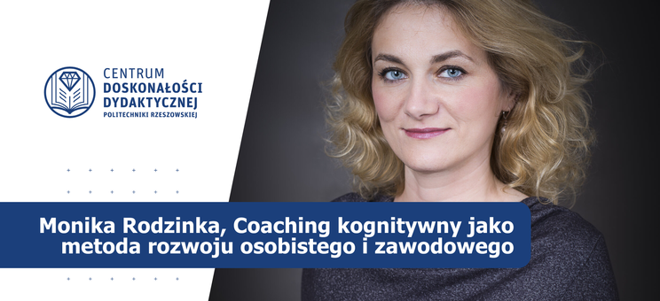 Baner przedstawiający prelegentkę i tytuł wystąpiania